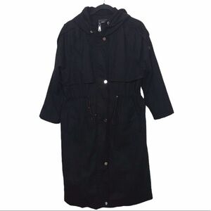 Brenda Black Hooded Cinch Waist Coat Jacket